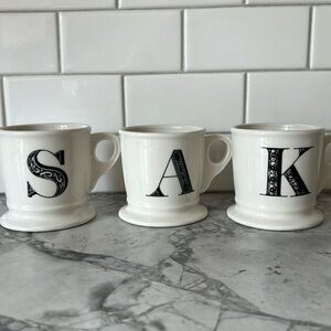 Anthropologie A, S, K , initial monogrammed letter mug pick your letter.